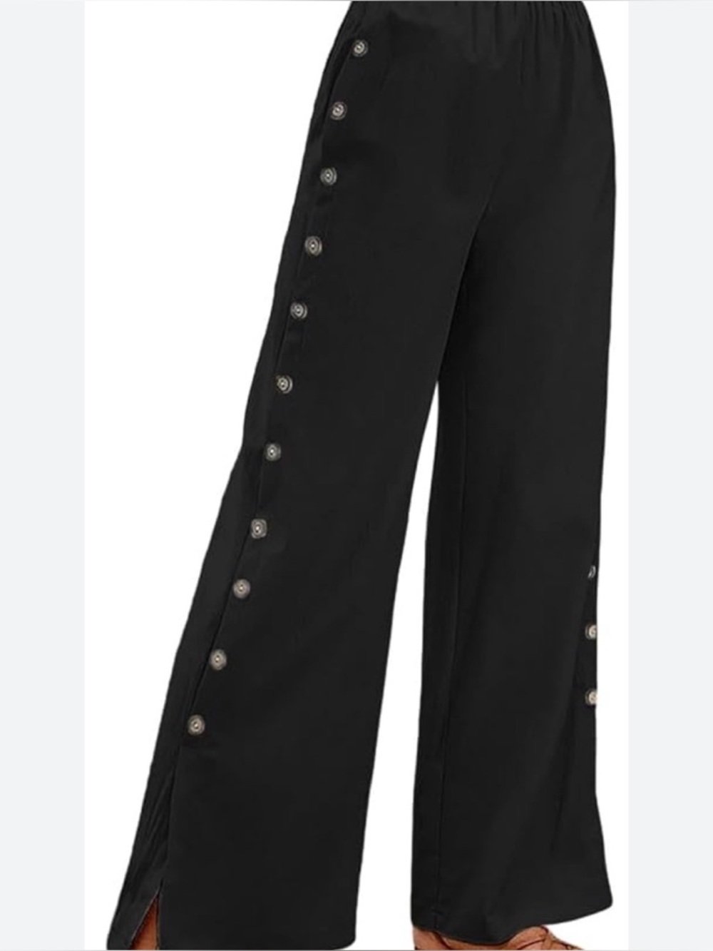 Worth Black 100% Linen Wide-Leg Side-Button Pants